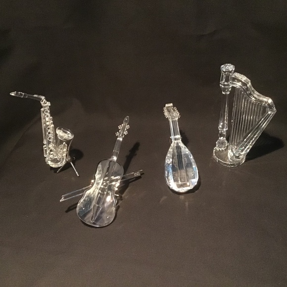 Swarovski Crystal Musical Instruments - HARP, VIOLIN, SAXOPHONE, LUTE - W/Boxes - Picture 3 of 11
